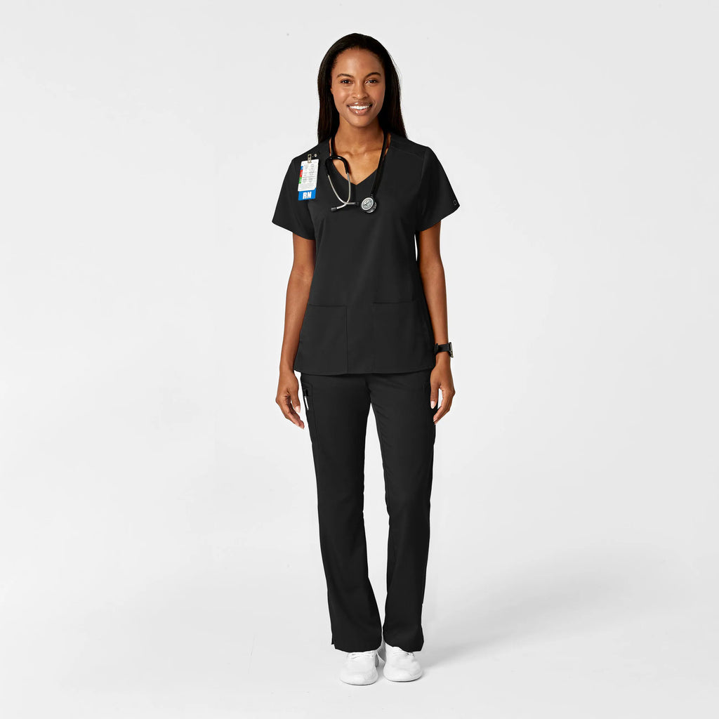 Wink Scrubs Women's Moderate Flare Leg Cargo Scrub Pant Black | scrub-supply.com