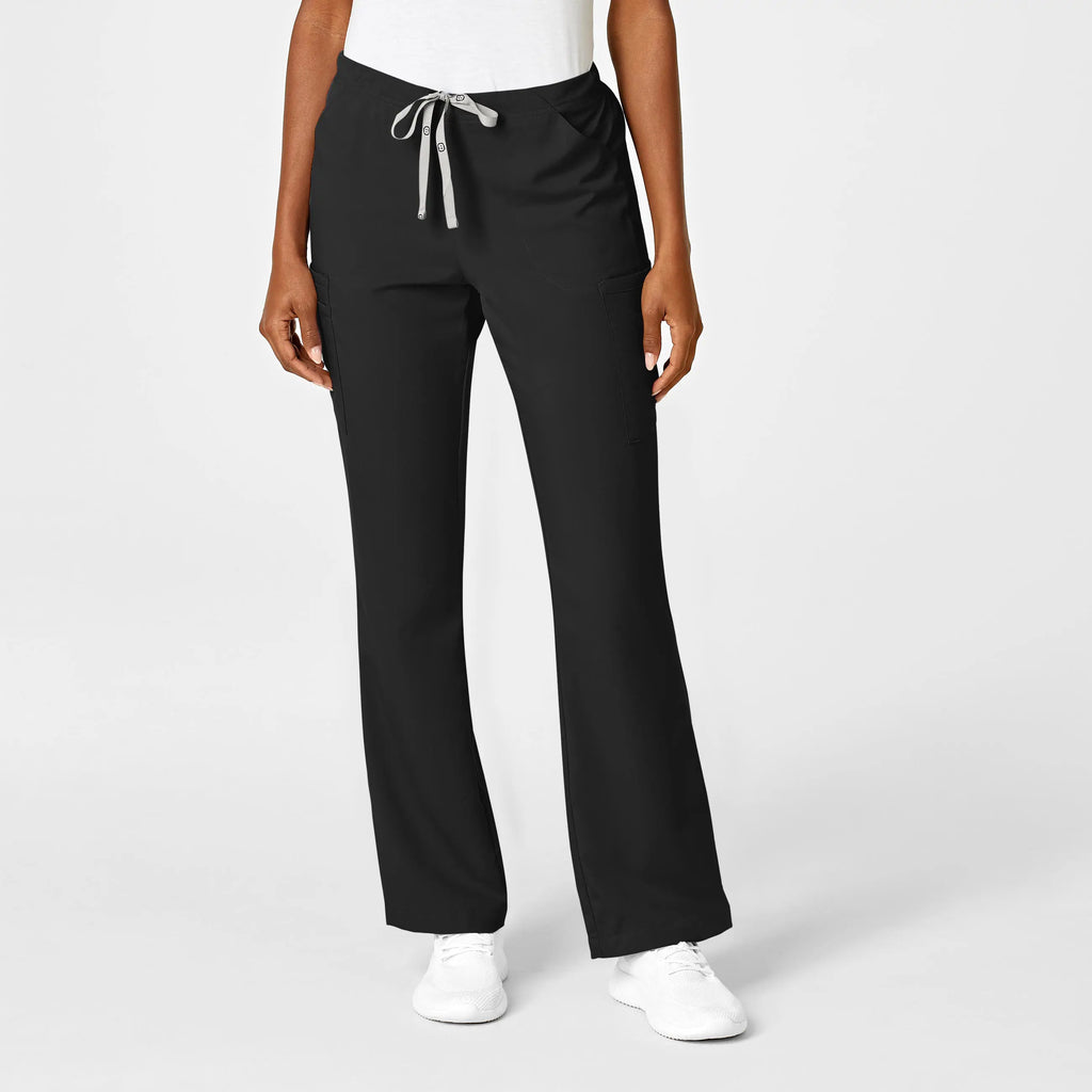 Wink Scrubs Women's Moderate Flare Leg Cargo Scrub Pant Black | scrub-supply.com