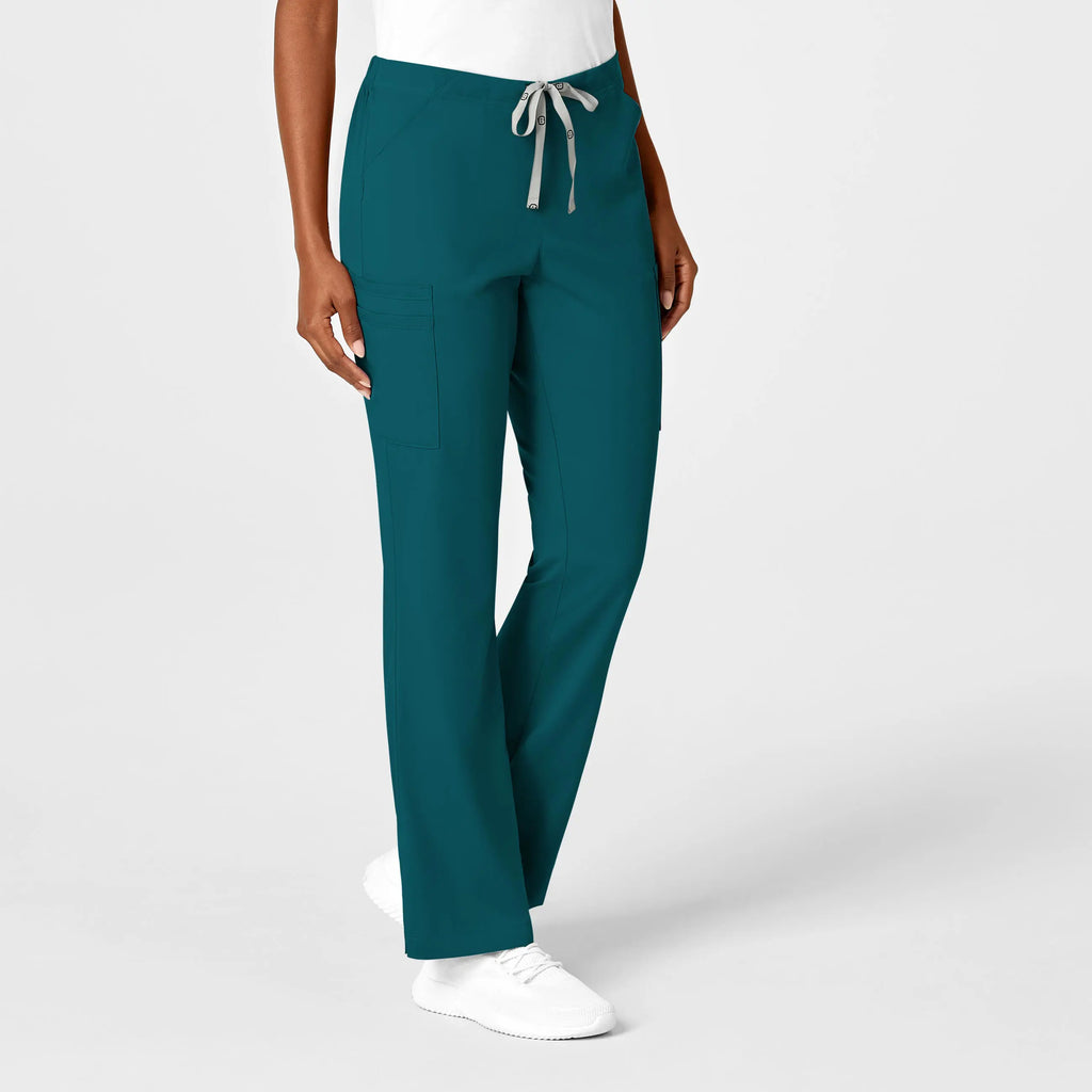 Wink Scrubs Women's Moderate Flare Leg Cargo Scrub Pant Caribbean Blue | scrub-supply.com