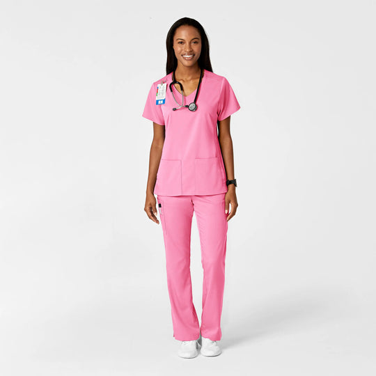 Wink Scrubs Women's Moderate Flare Leg Cargo Scrub Pant Pink Blossom | scrub-supply.com