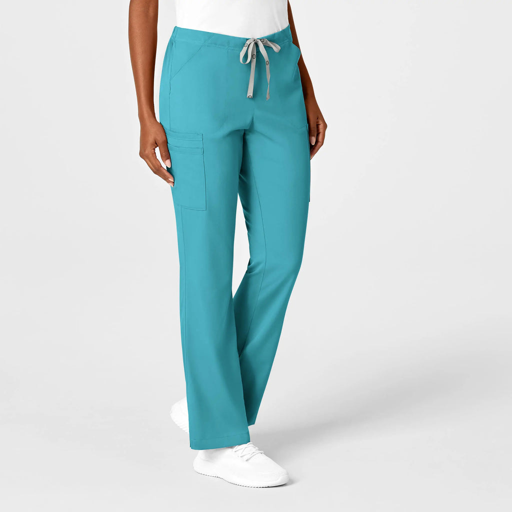 Wink Scrubs Women's Moderate Flare Leg Cargo Scrub Pant Teal | scrub-supply.com