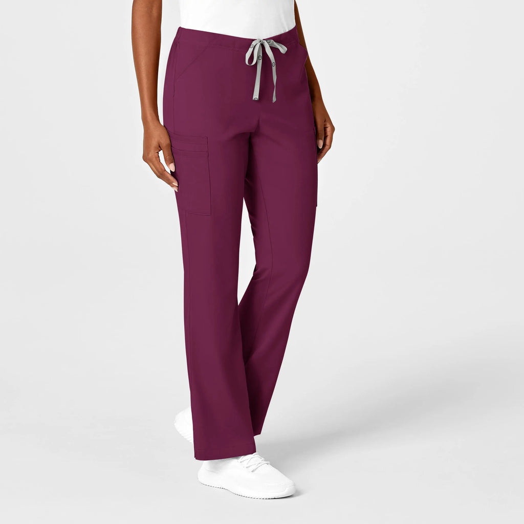 Wink Scrubs Women's Moderate Flare Leg Cargo Scrub Pant Wine | scrub-supply.com