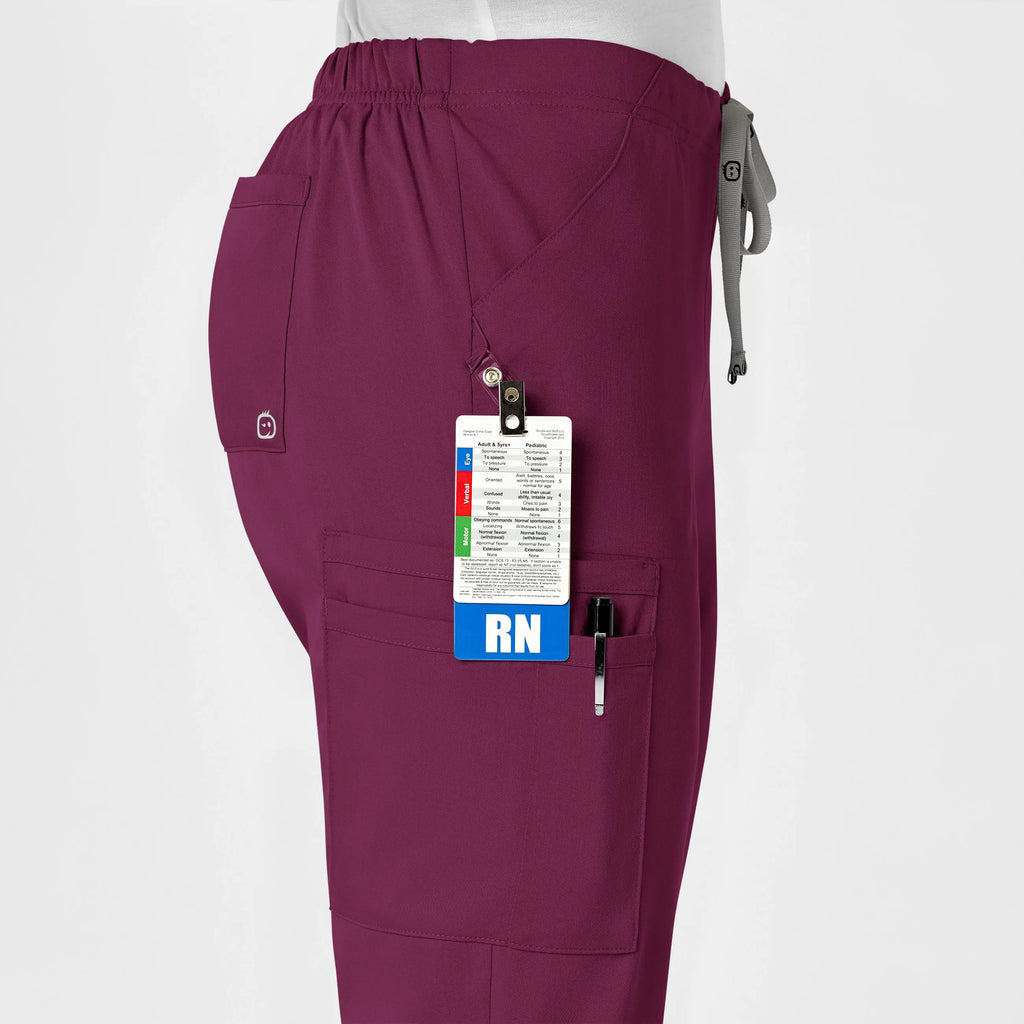 Wink Scrubs Women's Moderate Flare Leg Cargo Scrub Pant Wine | scrub-supply.com