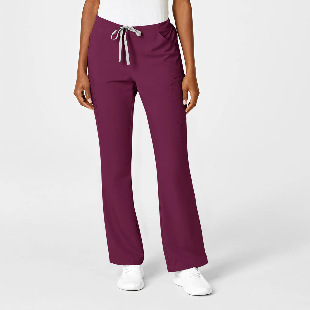 Wink Scrubs Women's Moderate Flare Leg Cargo Scrub Pant Wine | scrub-supply.com