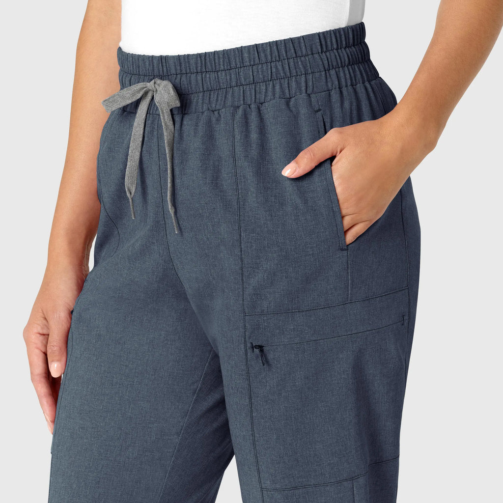 Wink Scrubs Women's High Waist Slim Leg Scrub Pant Navy Heather | scrub-supply.com