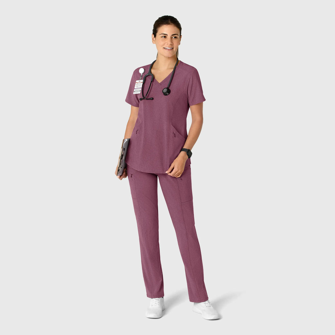 Wink Scrubs Women's High Waist Slim Leg Scrub Pant Wine Heather | scrub-supply.com