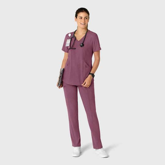 Wink Scrubs Women's High Waist Slim Leg Scrub Pant Wine Heather | scrub-supply.com
