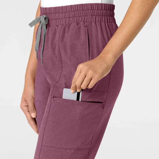 Wink Scrubs Women's High Waist Slim Leg Scrub Pant Wine Heather | scrub-supply.com