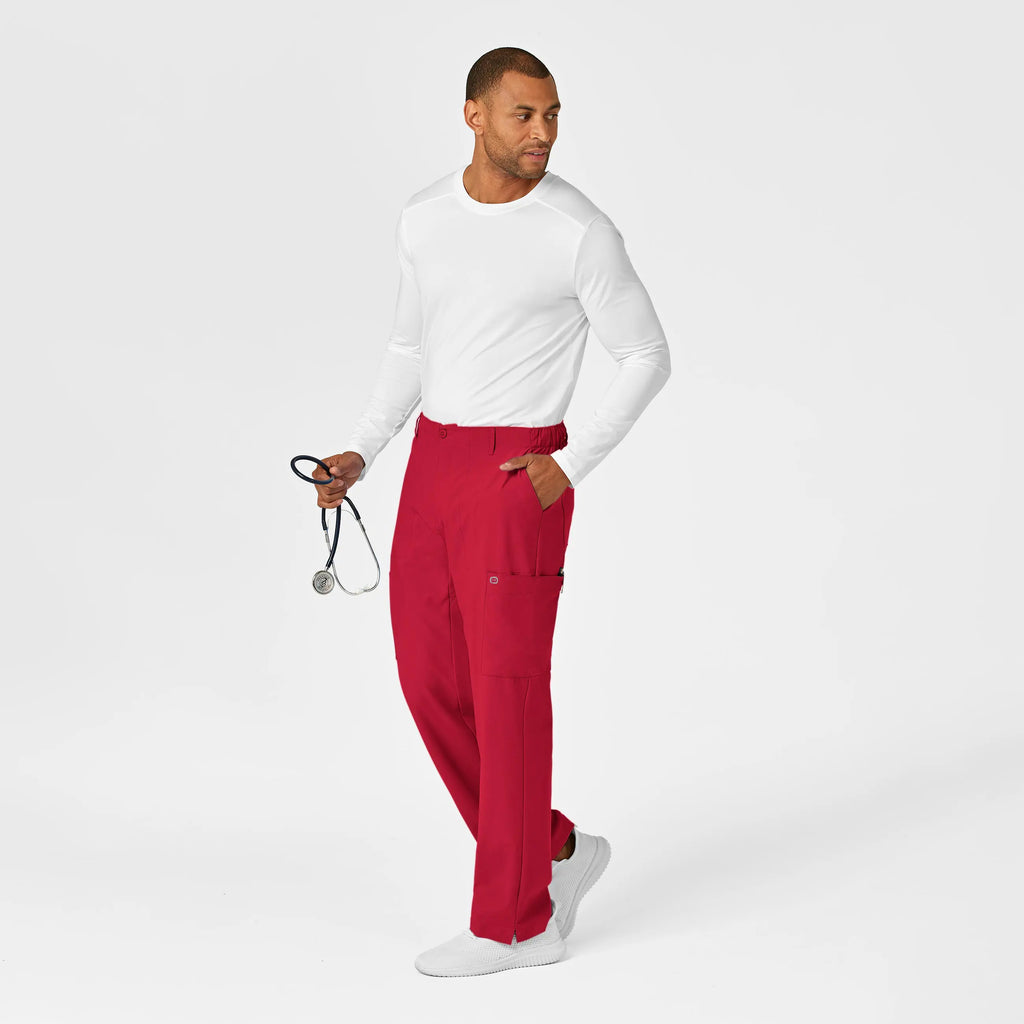 Wink Scrubs Men's Flat Front Cargo Scrub Pant Red | scrub-supply.com