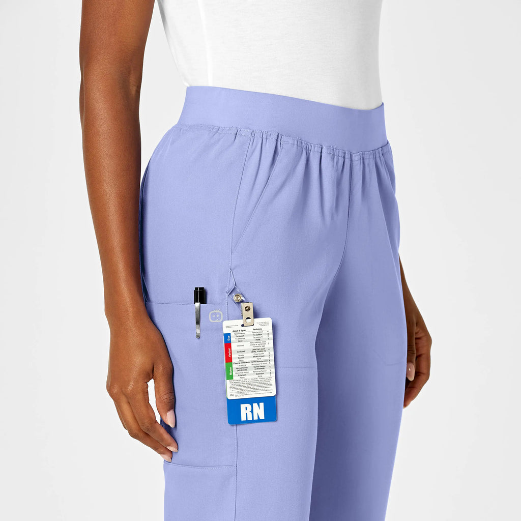 Wink Scrubs Women's Knit Waist Cargo Scrub Pant Ceil Blue | scrub-supply.com