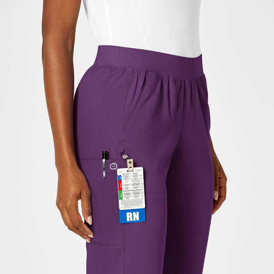 Wink Scrubs Women's Knit Waist Cargo Scrub Pant Eggplant | scrub-supply.com