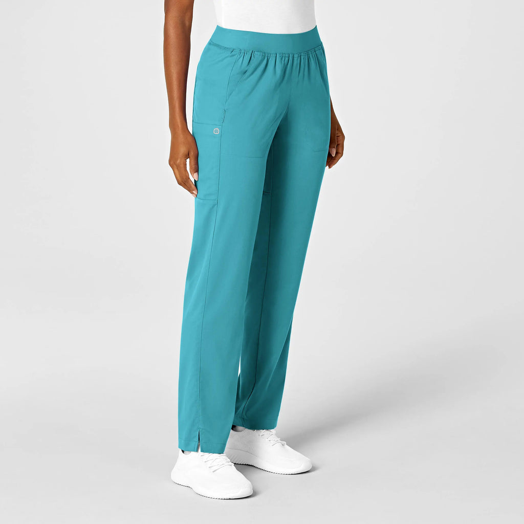 Wink Scrubs Women's Knit Waist Cargo Scrub Pant Teal | scrub-supply.com