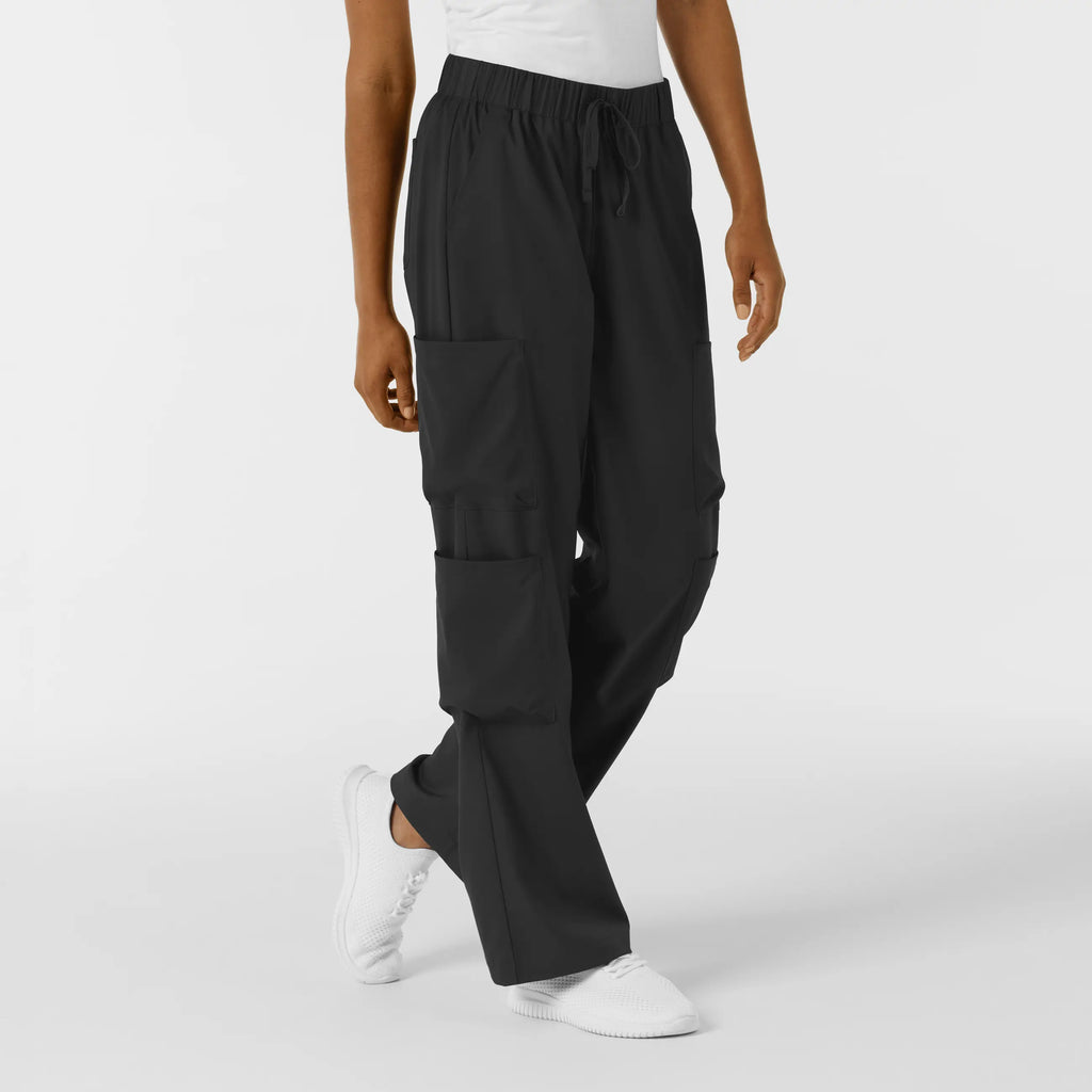 Wink Scrubs Women's Classic Wide Leg Cargo Scrub Pant Black | scrub-supply.com