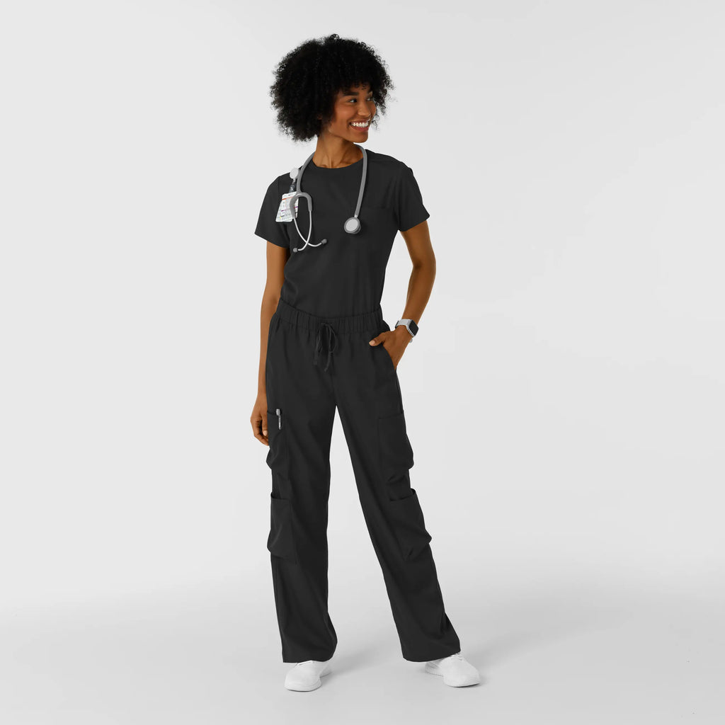 Wink Scrubs Women's Classic Wide Leg Cargo Scrub Pant Black | scrub-supply.com