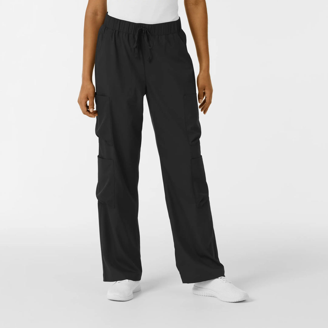 Wink Scrubs Women's Classic Wide Leg Cargo Scrub Pant Black | scrub-supply.com