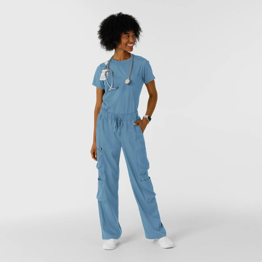 Wink Scrubs Women's Classic Wide Leg Cargo Scrub Pant Pacific Blue | scrub-supply.com