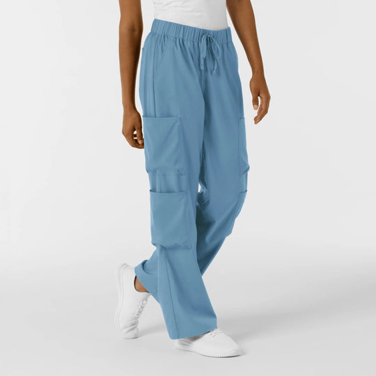 Wink Scrubs Women's Classic Wide Leg Cargo Scrub Pant Pacific Blue | scrub-supply.com
