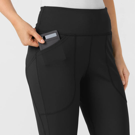 Wink Scrubs Women's Knit Flare Yoga Scrub Pant Black | scrub-supply.com