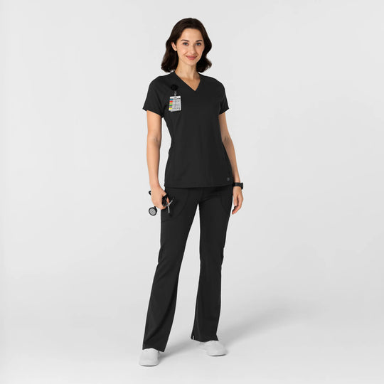 Wink Scrubs Women's Knit Flare Yoga Scrub Pant Black | scrub-supply.com