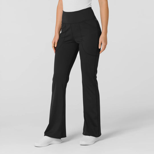 Wink Scrubs Women's Knit Flare Yoga Scrub Pant Black | scrub-supply.com