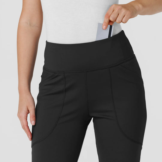 Wink Scrubs Women's Knit Flare Yoga Scrub Pant Black | scrub-supply.com
