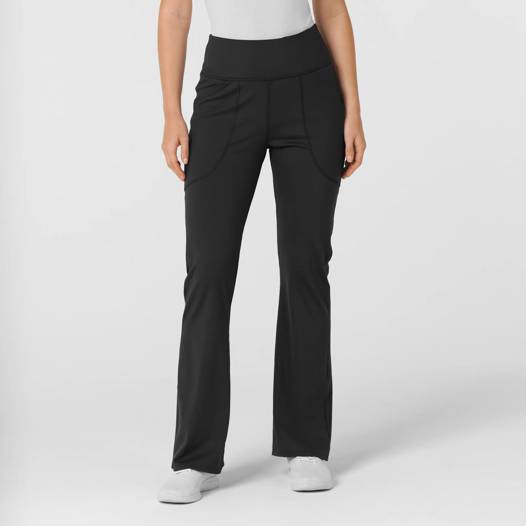 Wink Scrubs Women's Knit Flare Yoga Scrub Pant Black | scrub-supply.com