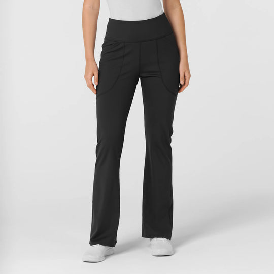 Wink Scrubs Women's Knit Flare Yoga Scrub Pant Black | scrub-supply.com