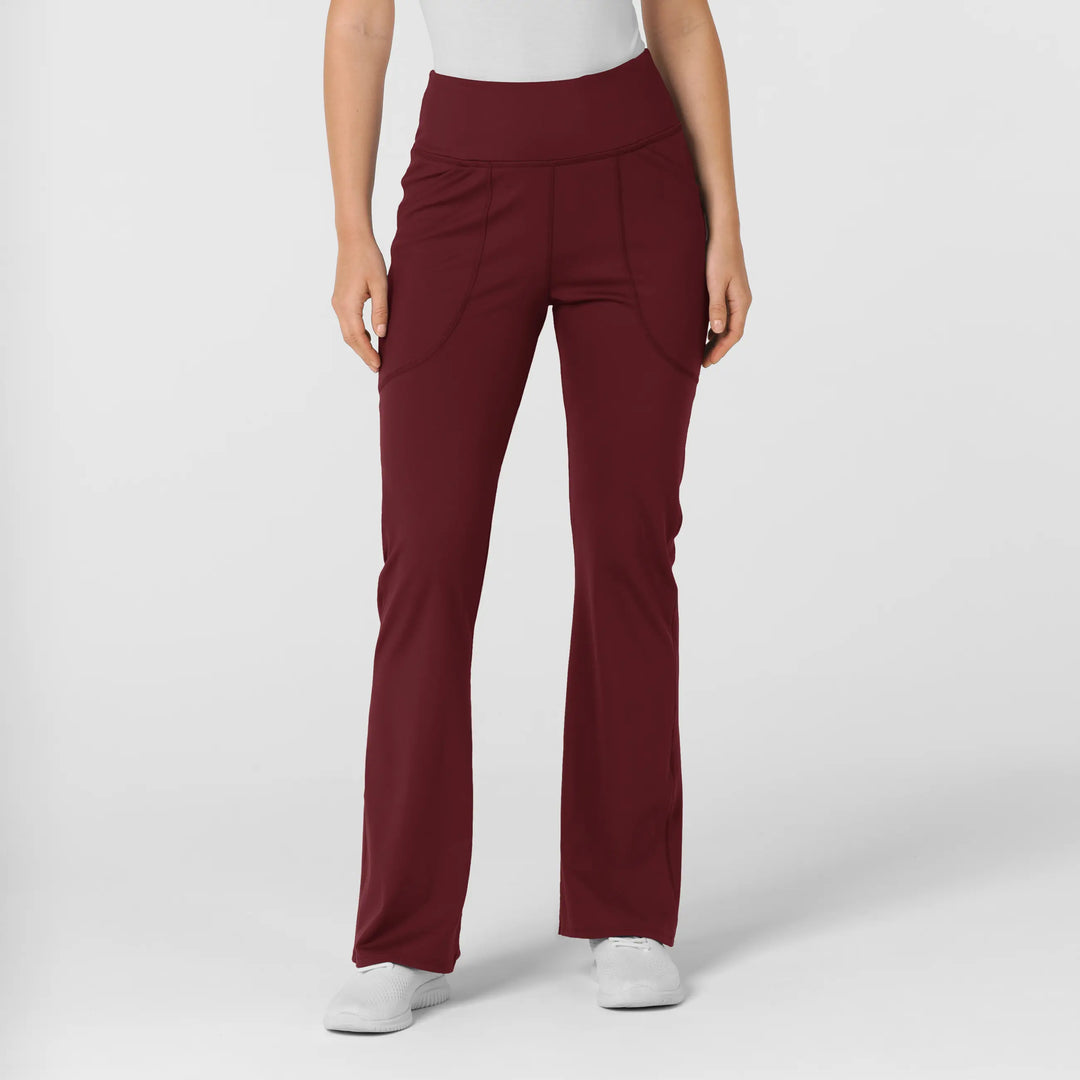 Wink Scrubs Women's Knit Flare Yoga Scrub Pant Burgundy | scrub-supply.com