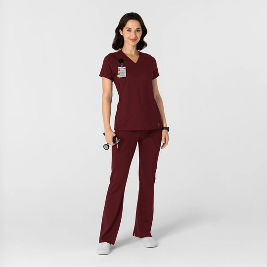 Wink Scrubs Women's Knit Flare Yoga Scrub Pant Burgundy | scrub-supply.com