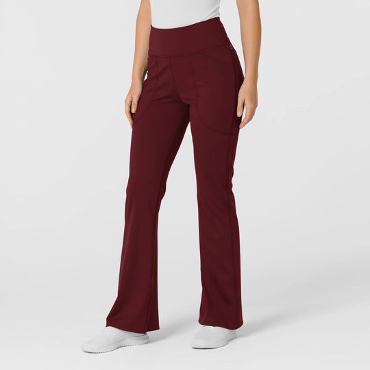 Wink Scrubs Women's Knit Flare Yoga Scrub Pant Burgundy | scrub-supply.com