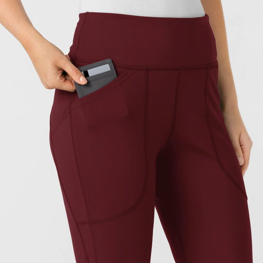 Wink Scrubs Women's Knit Flare Yoga Scrub Pant Burgundy | scrub-supply.com