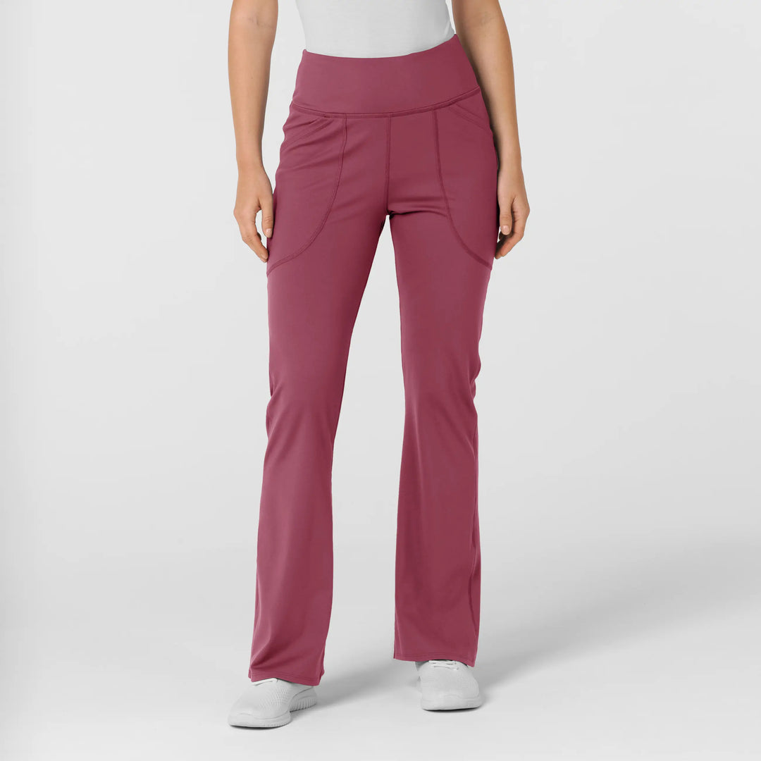 Wink Scrubs Women's Knit Flare Yoga Scrub Pant Carnation | scrub-supply.com