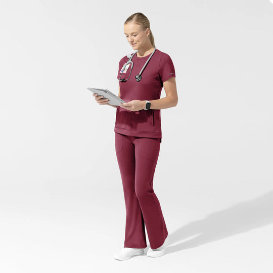Wink Scrubs Women's Knit Flare Yoga Scrub Pant Carnation | scrub-supply.com