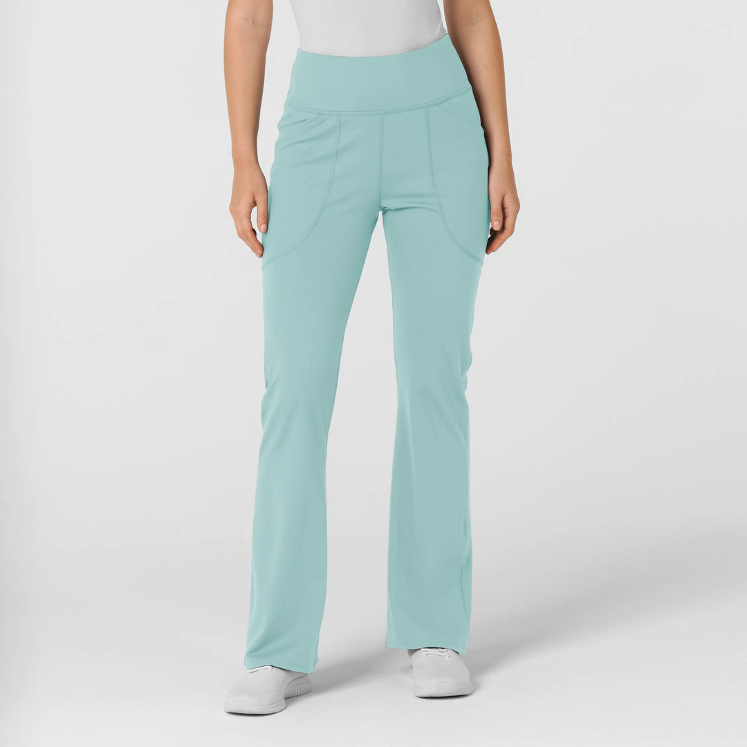 Wink Scrubs Women's Knit Flare Yoga Scrub Pant Coastal Blue | scrub-supply.com