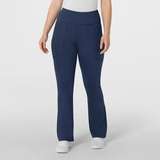 Wink Scrubs Women's Knit Flare Yoga Scrub Pant Navy | scrub-supply.com
