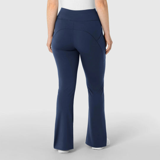 Wink Scrubs Women's Knit Flare Yoga Scrub Pant Navy | scrub-supply.com