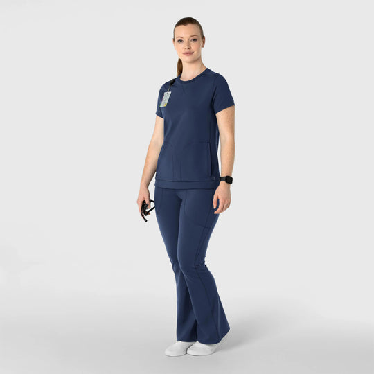 Wink Scrubs Women's Knit Flare Yoga Scrub Pant Navy | scrub-supply.com