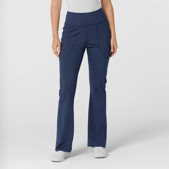 Wink Scrubs Women's Knit Flare Yoga Scrub Pant Navy | scrub-supply.com