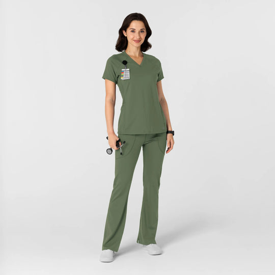 Wink Scrubs Women's Knit Flare Yoga Scrub Pant Olive | scrub-supply.com