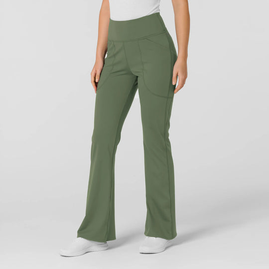 Wink Scrubs Women's Knit Flare Yoga Scrub Pant Olive | scrub-supply.com
