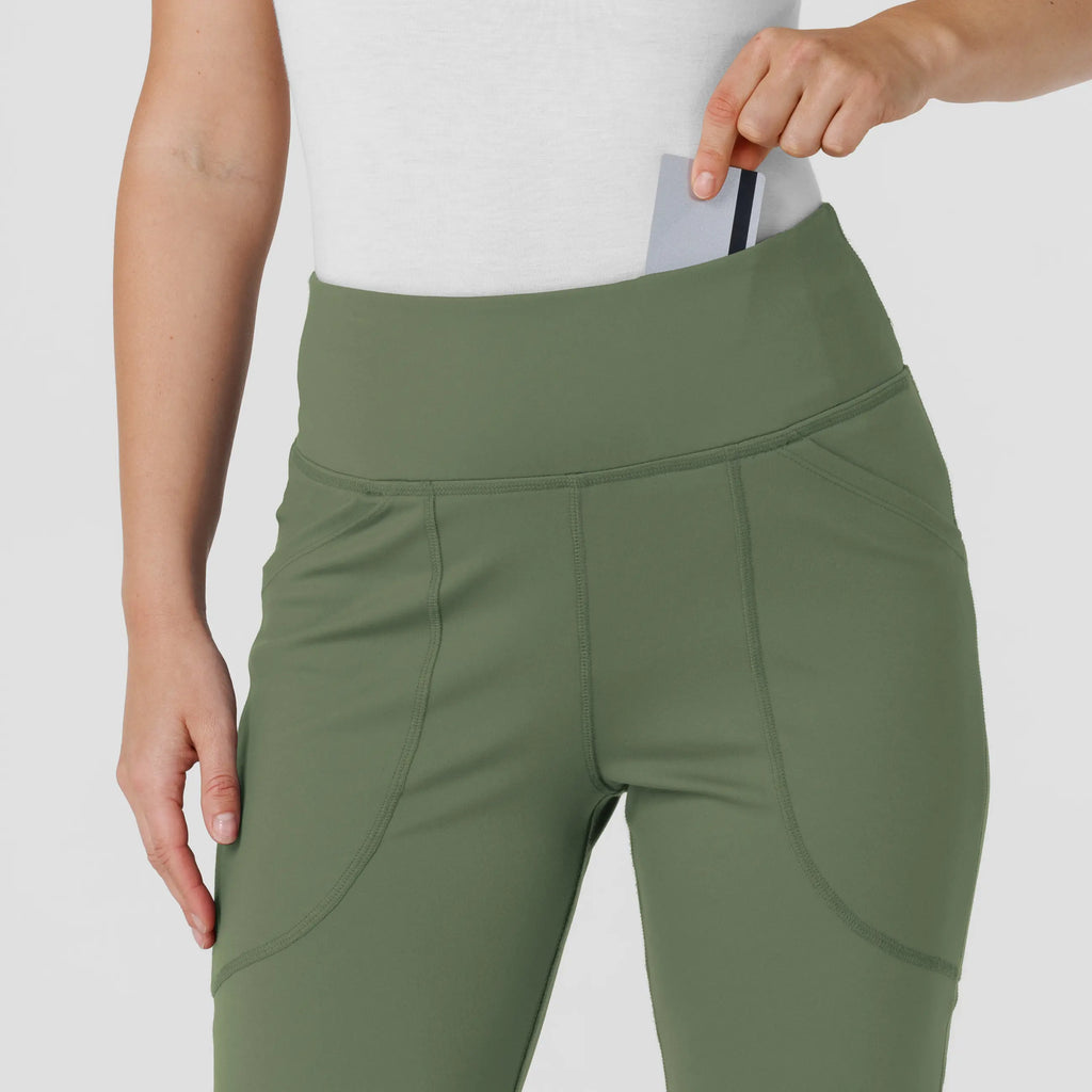 Wink Scrubs Women's Knit Flare Yoga Scrub Pant Olive | scrub-supply.com