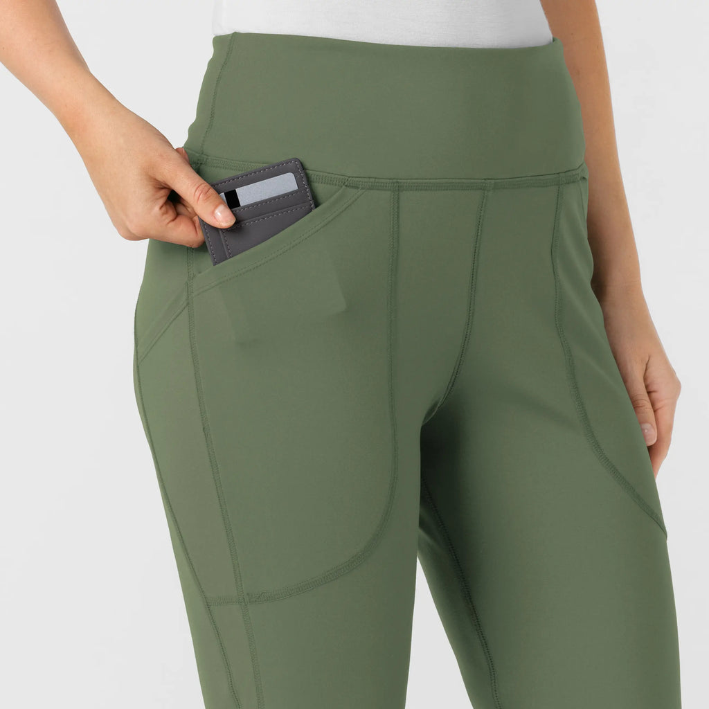 Wink Scrubs Women's Knit Flare Yoga Scrub Pant Olive | scrub-supply.com