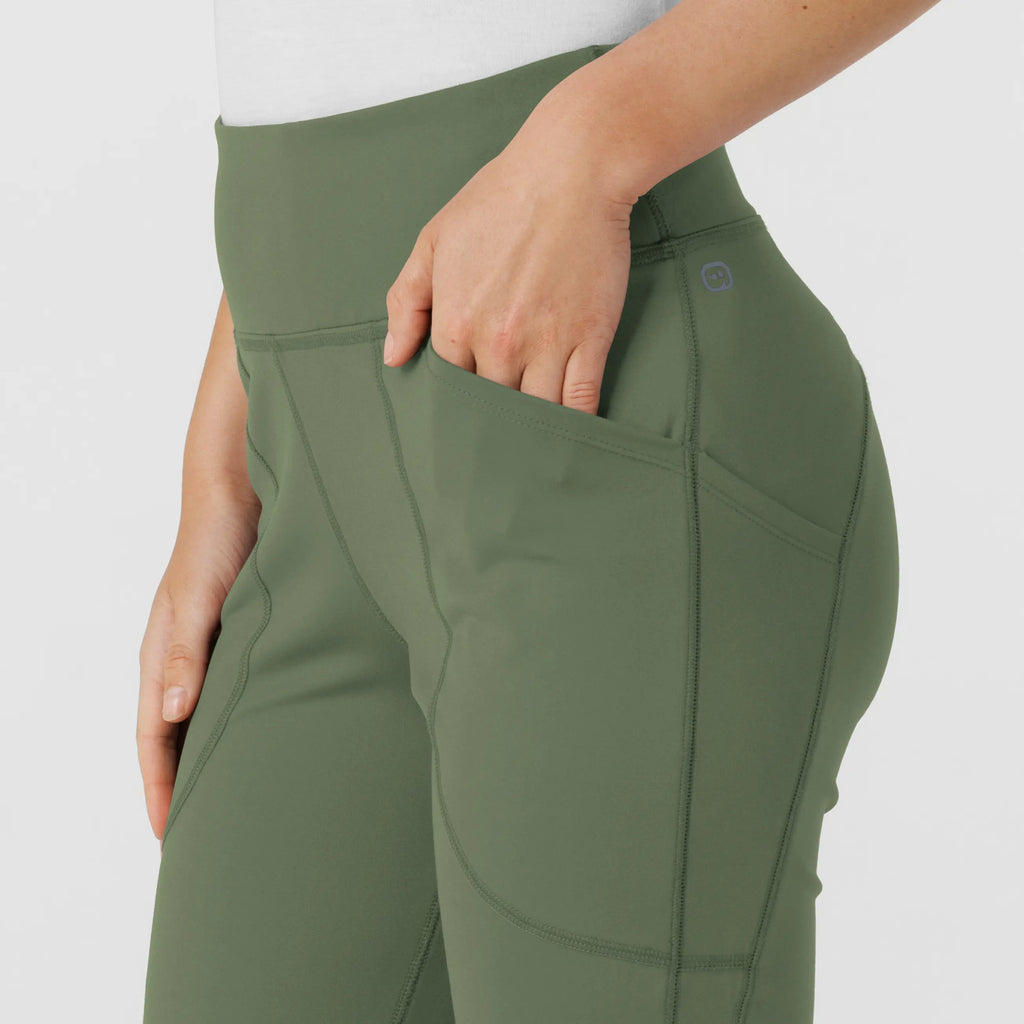 Wink Scrubs Women's Knit Flare Yoga Scrub Pant Olive | scrub-supply.com