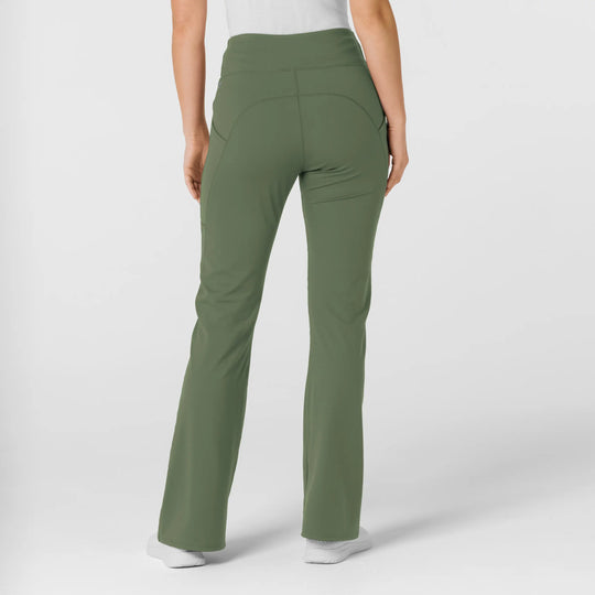 Wink Scrubs Women's Knit Flare Yoga Scrub Pant Olive | scrub-supply.com