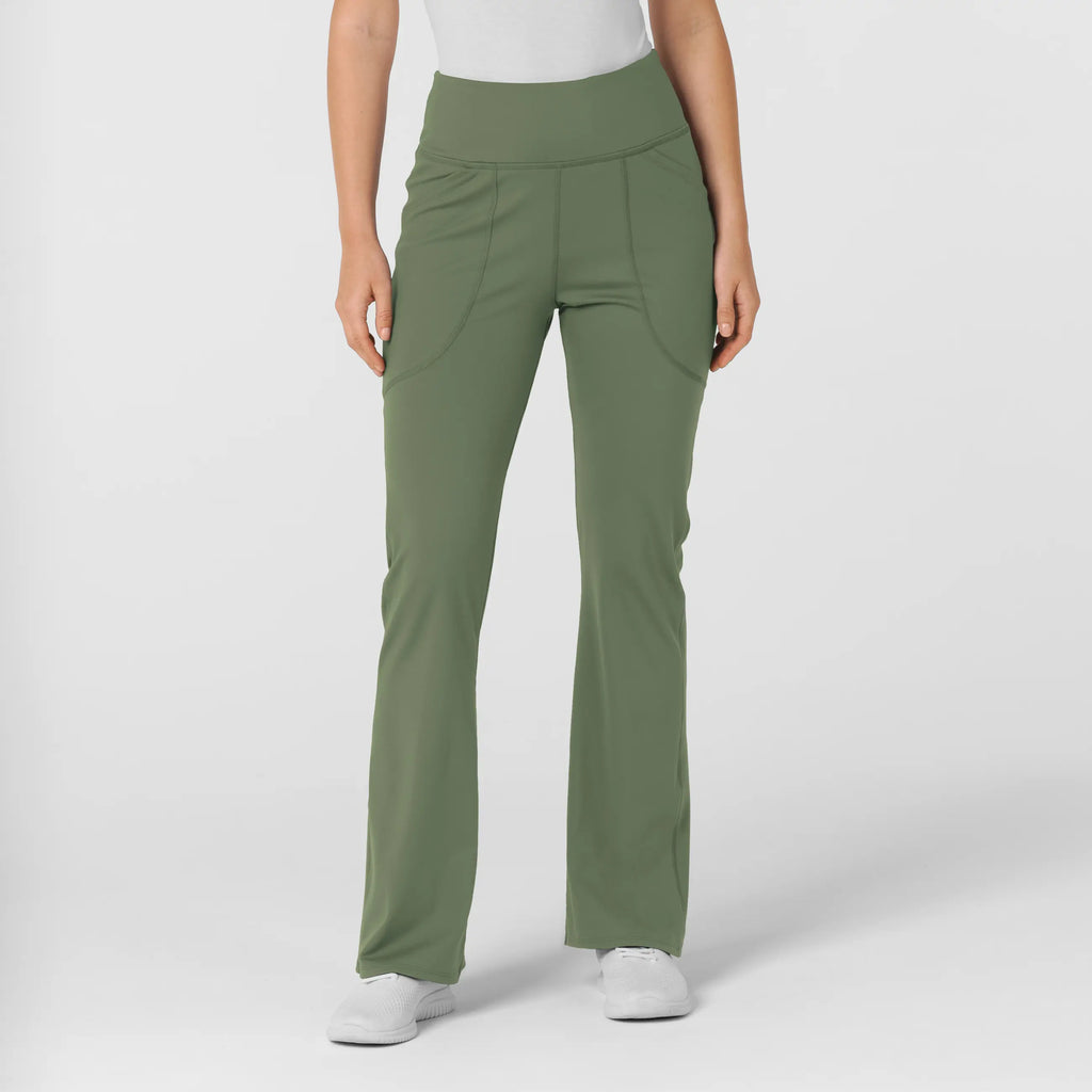 Wink Scrubs Women's Knit Flare Yoga Scrub Pant Olive | scrub-supply.com