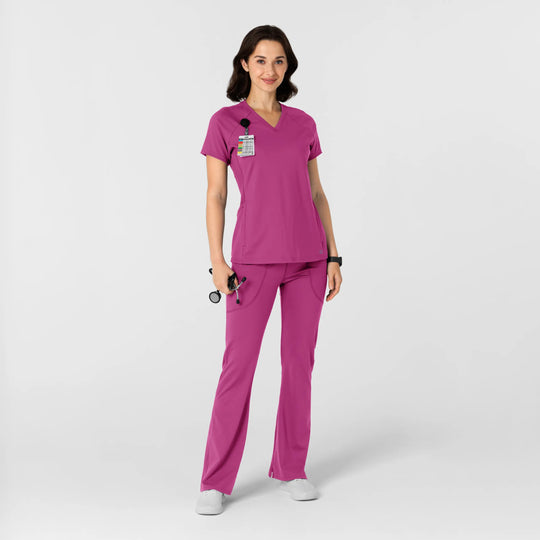 Wink Scrubs Knit Women's Flare Yoga Scrub Pant Raspberry | scrub-supply.com