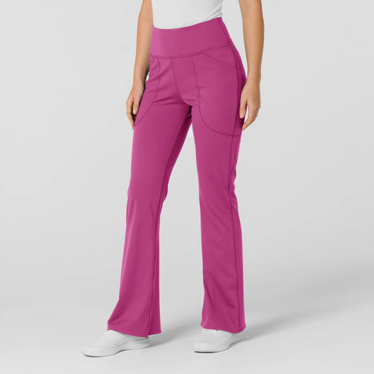 Wink Scrubs Knit Women's Flare Yoga Scrub Pant Raspberry | scrub-supply.com