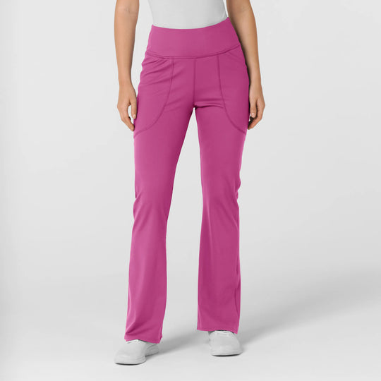 Wink Scrubs Knit Women's Flare Yoga Scrub Pant Raspberry | scrub-supply.com