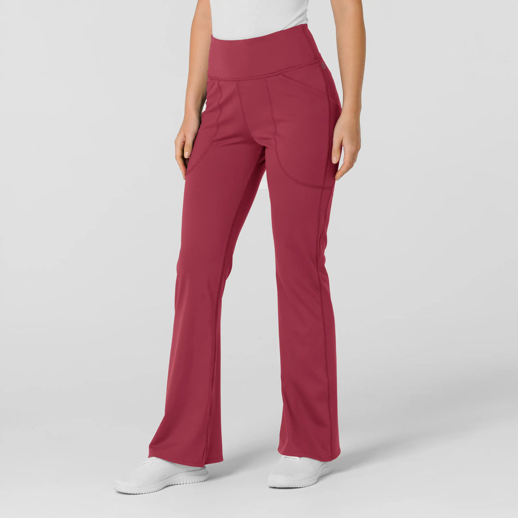 Wink Scrubs Women's Knit Flare Yoga Scrub Pant Ruby | scrub-supply.com