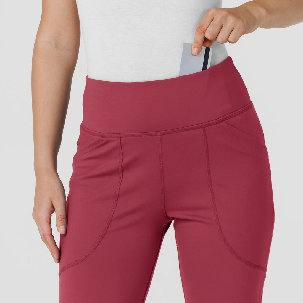 Wink Scrubs Women's Knit Flare Yoga Scrub Pant Ruby | scrub-supply.com